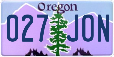 OR license plate 027JON