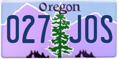 OR license plate 027JOS