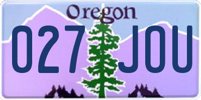 OR license plate 027JOU
