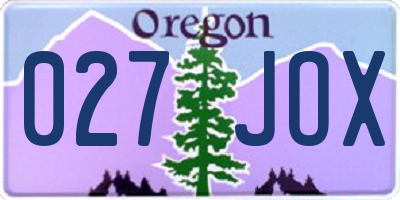 OR license plate 027JOX