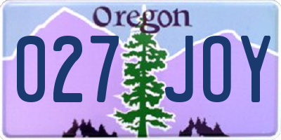 OR license plate 027JOY