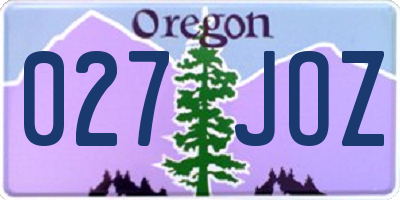 OR license plate 027JOZ