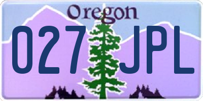 OR license plate 027JPL