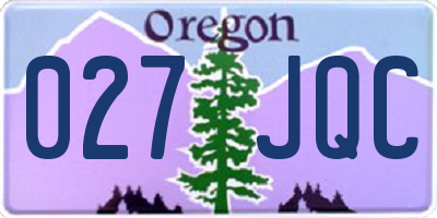 OR license plate 027JQC