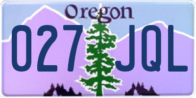 OR license plate 027JQL