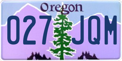 OR license plate 027JQM