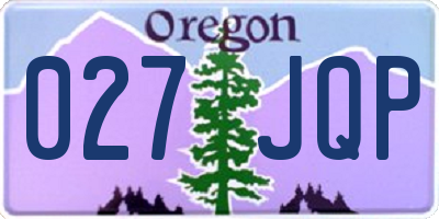 OR license plate 027JQP