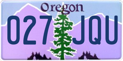 OR license plate 027JQU