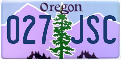 OR license plate 027JSC