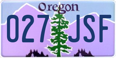 OR license plate 027JSF