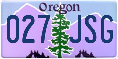OR license plate 027JSG