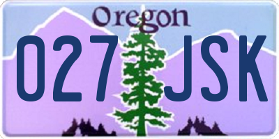 OR license plate 027JSK