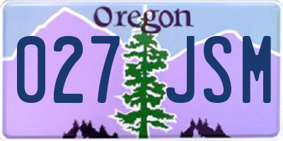 OR license plate 027JSM