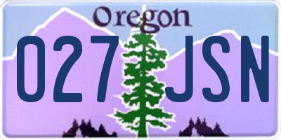 OR license plate 027JSN