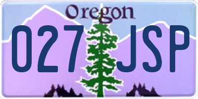 OR license plate 027JSP