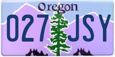 OR license plate 027JSY