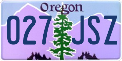 OR license plate 027JSZ