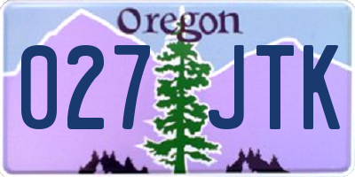 OR license plate 027JTK