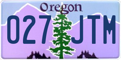 OR license plate 027JTM