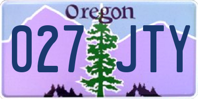 OR license plate 027JTY