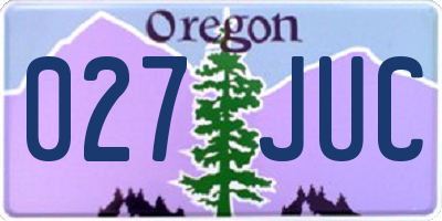 OR license plate 027JUC