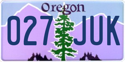 OR license plate 027JUK