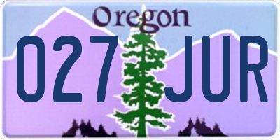 OR license plate 027JUR