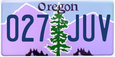 OR license plate 027JUV