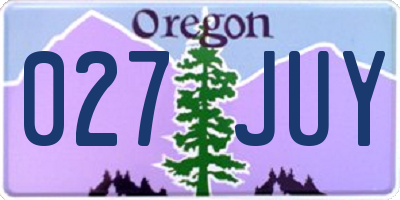 OR license plate 027JUY