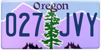 OR license plate 027JVY