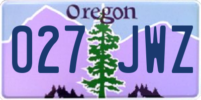 OR license plate 027JWZ