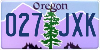 OR license plate 027JXK