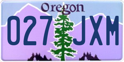 OR license plate 027JXM
