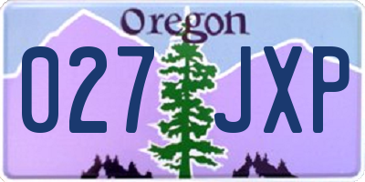 OR license plate 027JXP