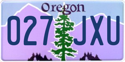 OR license plate 027JXU