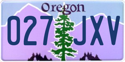 OR license plate 027JXV