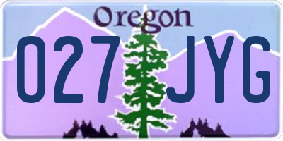 OR license plate 027JYG