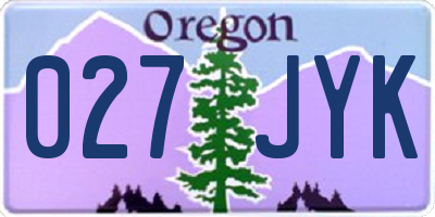 OR license plate 027JYK