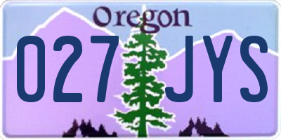 OR license plate 027JYS