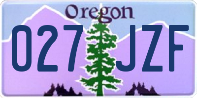 OR license plate 027JZF