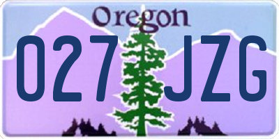 OR license plate 027JZG