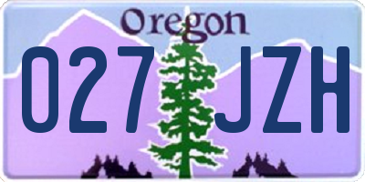 OR license plate 027JZH