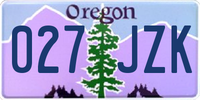 OR license plate 027JZK