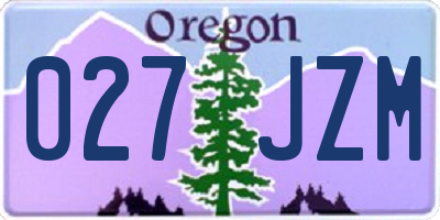 OR license plate 027JZM