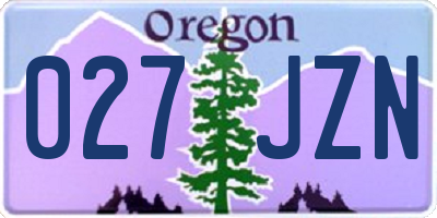 OR license plate 027JZN