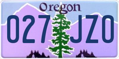 OR license plate 027JZO