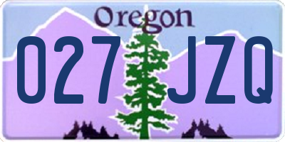 OR license plate 027JZQ
