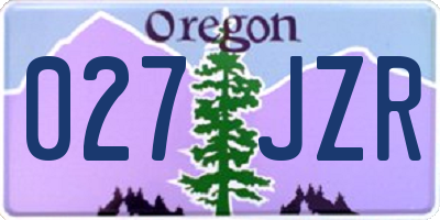 OR license plate 027JZR