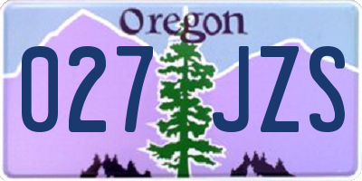 OR license plate 027JZS
