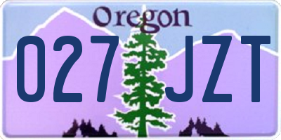 OR license plate 027JZT
